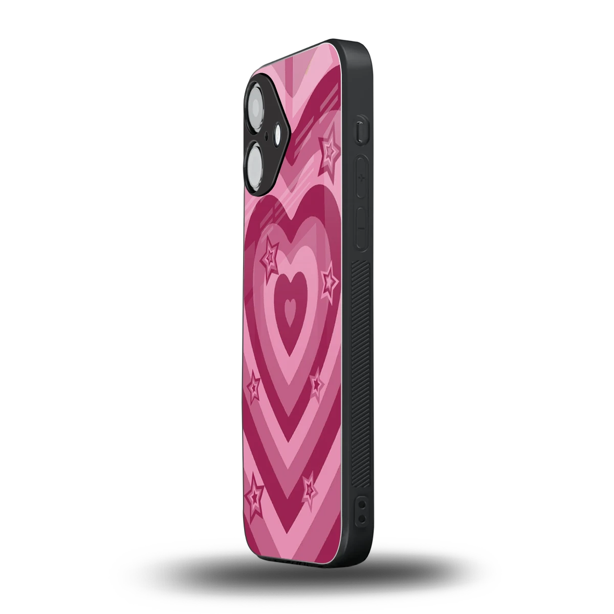 Y2K Pink Hearts X Stars iPhone 16 mobile cover | shockproof glass phone case