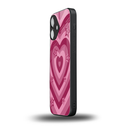 Y2K Pink Hearts X Stars iPhone 16 mobile cover | shockproof glass phone case