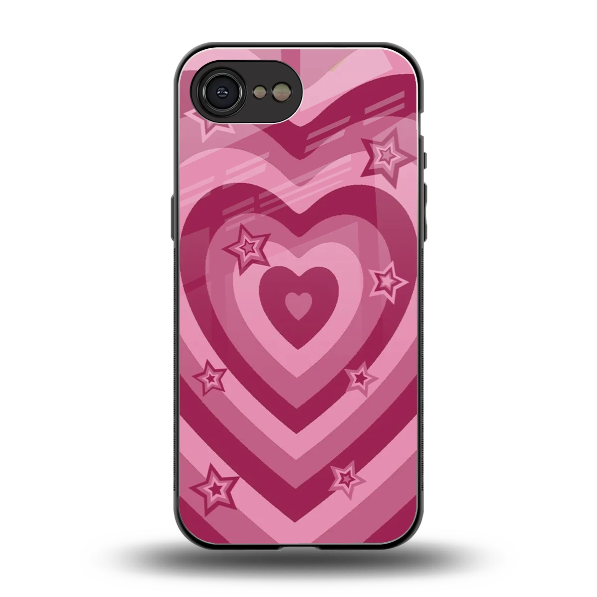 Y2K Pink Hearts X Stars back phone cover | glass case for iphone 17e