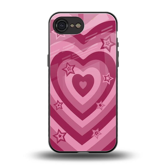 Y2K Pink Hearts X Stars back phone cover | glass case for iphone 17e