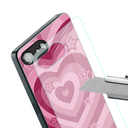 Y2K Pink Hearts X Stars stylish phone case for iphone 16e | glossy glass and slim fit