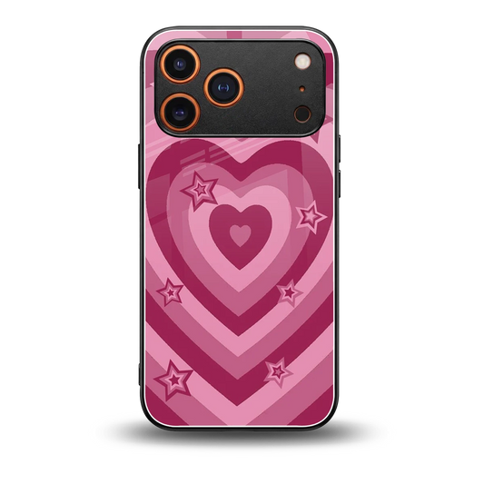 Y2K Pink Hearts X Stars back phone cover | glass case for iphone 17 pro max