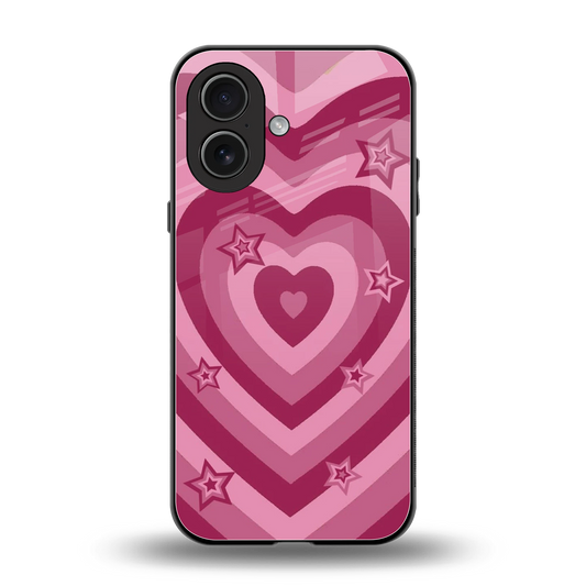 Y2K Pink Hearts X Stars back phone cover | glass case for iphone 17