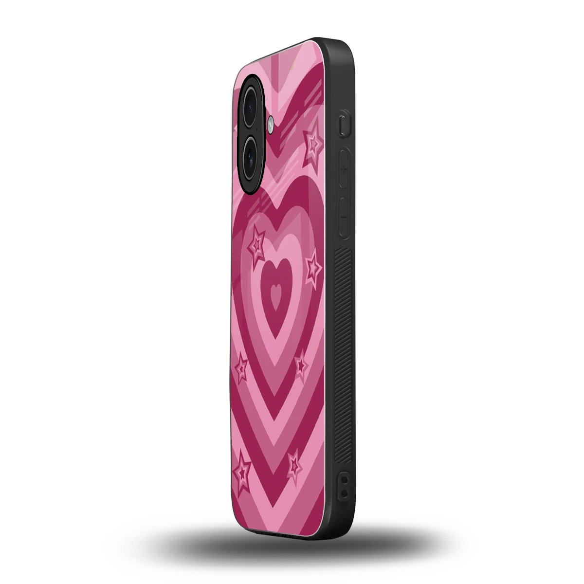 Y2K Pink Hearts X Stars iphone 17 mobile cover | shockproof glass phone case