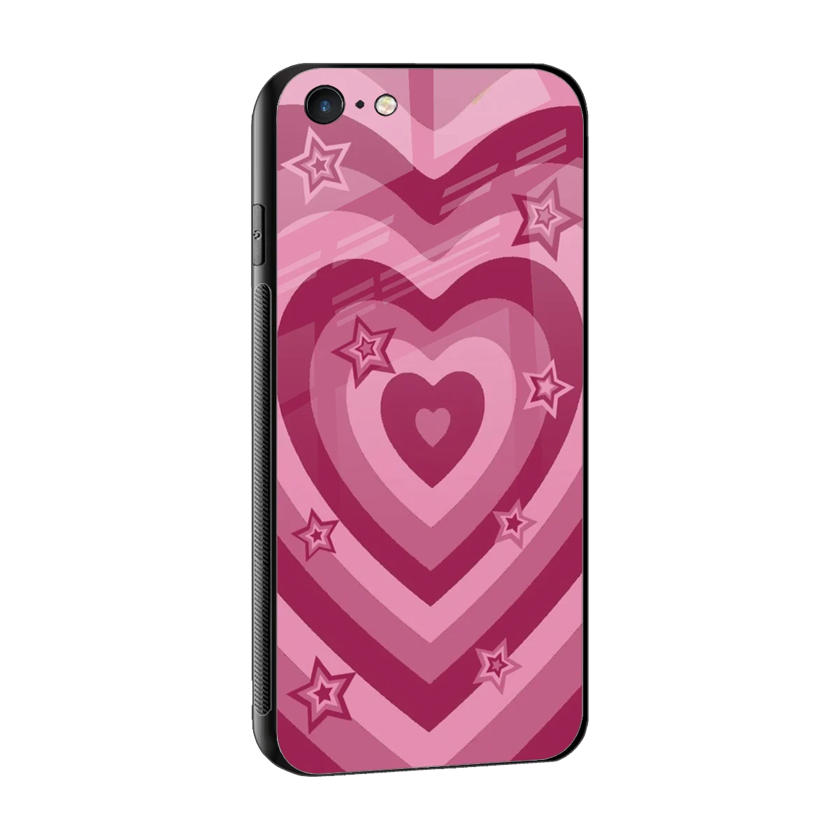Y2K Pink Hearts X Stars sleek iphone 6 cover with tempered glass back and TPU edges