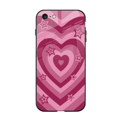 Y2K Pink Hearts X Stars back phone cover | glass case for iphone 6