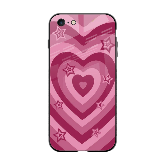Y2K Pink Hearts X Stars back phone cover | glass case for iphone 6