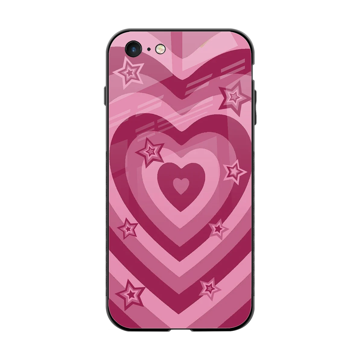 Y2K Pink Hearts X Stars back phone cover | glass case for iphone 6s plus