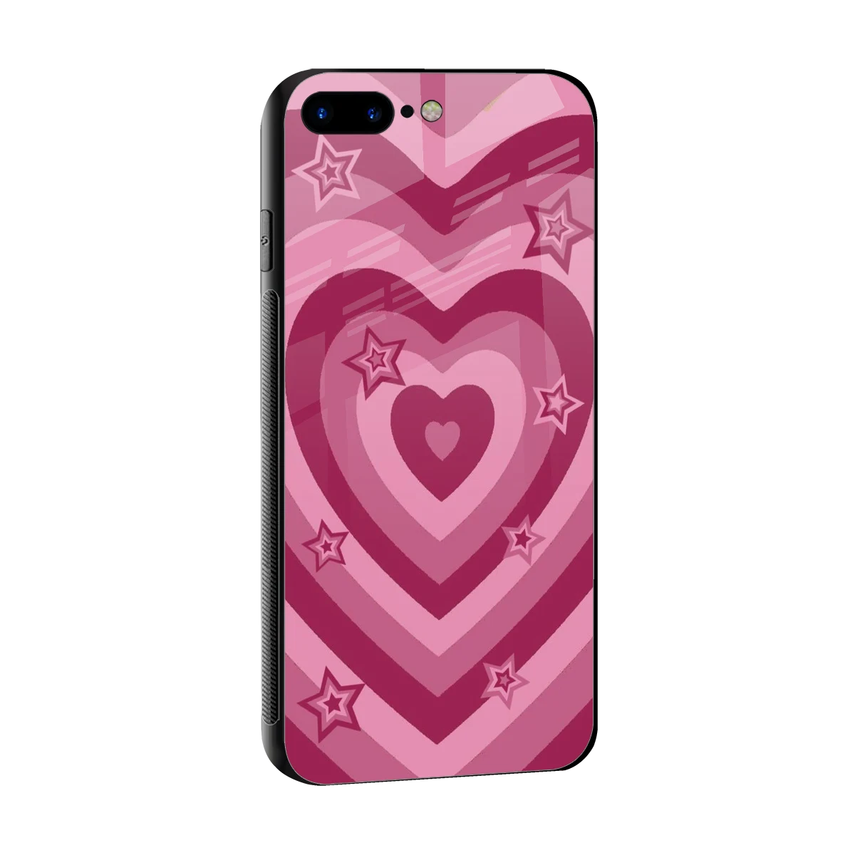 Y2K Pink Hearts X Stars sleek iphone 8 plus cover with tempered glass back and TPU edges