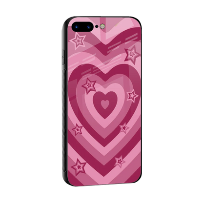 Y2K Pink Hearts X Stars sleek iphone 8 plus cover with tempered glass back and TPU edges