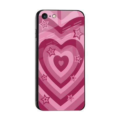 Y2K Pink Hearts X Stars sleek iphone 7 cover with tempered glass back and TPU edges
