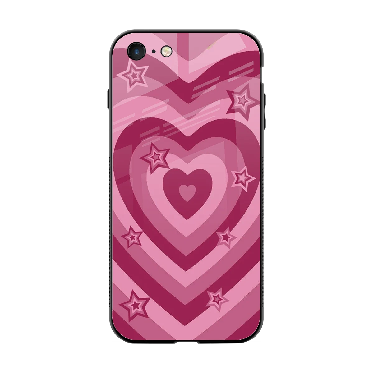 Y2K Pink Hearts X Stars back phone cover | glass case for iphone 7