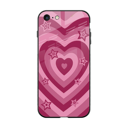 Y2K Pink Hearts X Stars back phone cover | glass case for iphone 7