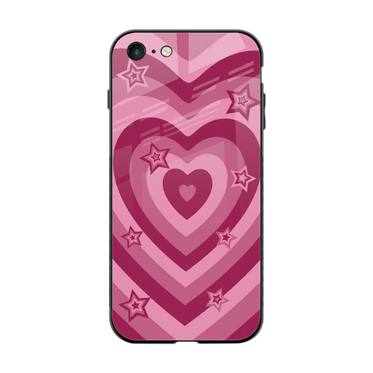 Y2K Pink Hearts X Stars back phone cover | glass case for iphone 7