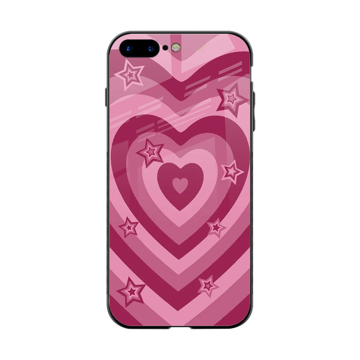 Y2K Pink Hearts X Stars back phone cover | glass case for iphone 8 plus