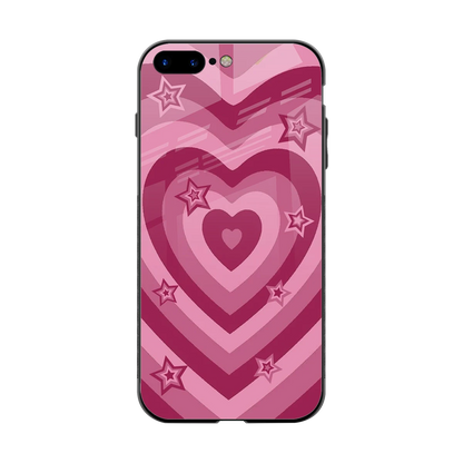 Y2K Pink Hearts X Stars back phone cover | glass case for iphone 8 plus