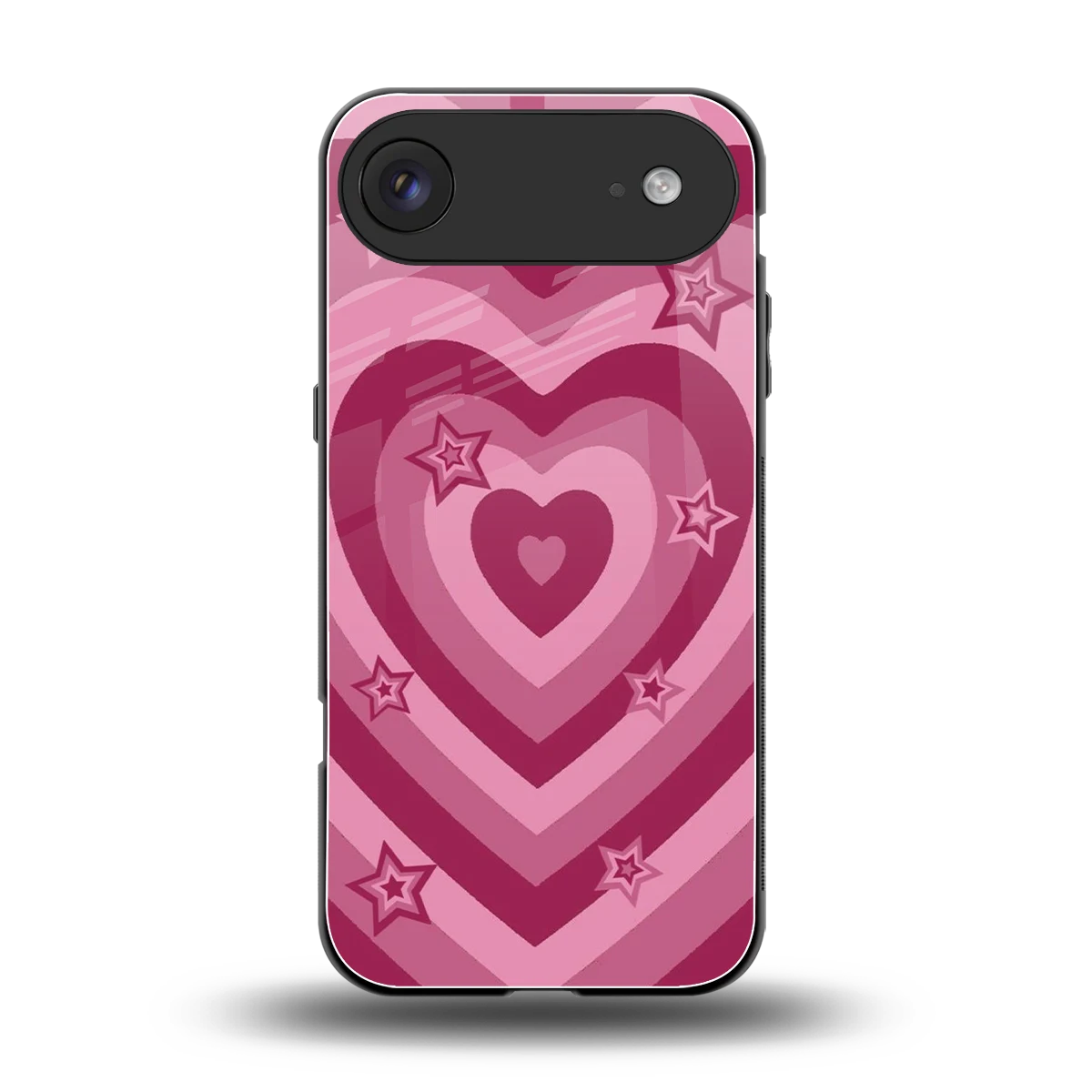 Y2K Pink Hearts X Stars back phone cover | glass case for iphone air