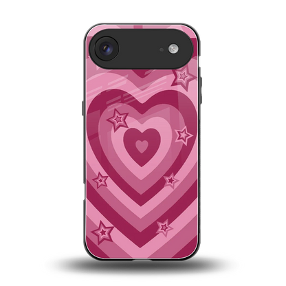 Y2K Pink Hearts X Stars back phone cover | glass case for iphone air