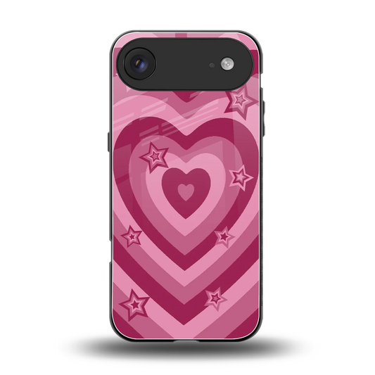 Y2K Pink Hearts X Stars back phone cover | glass case for iphone air