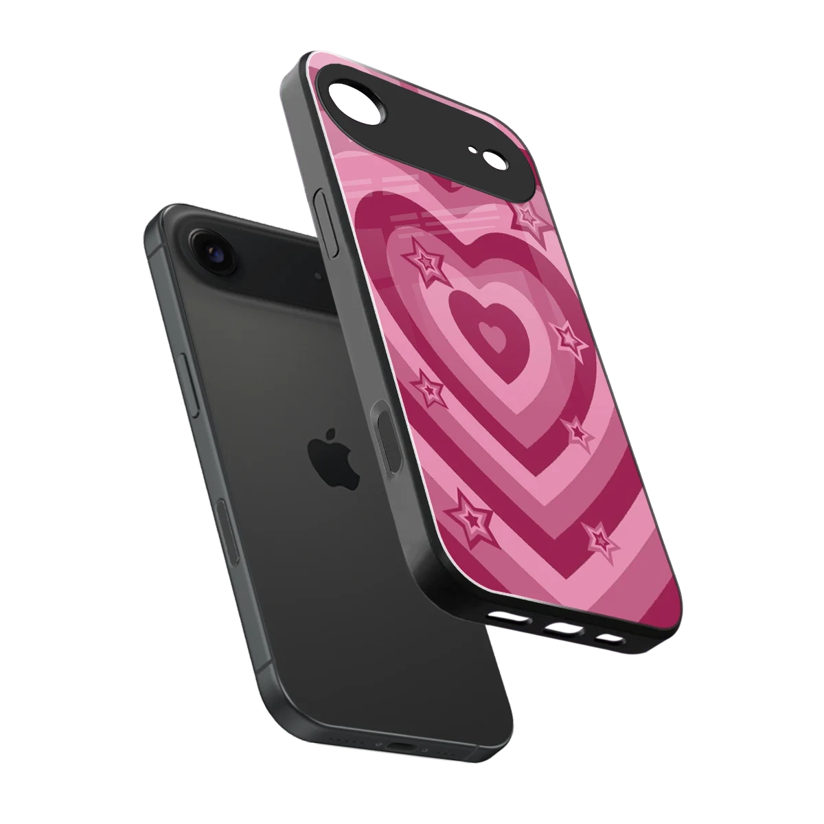 Y2K Pink Hearts X Stars sleek iphone air cover with tempered glass back and TPU edges