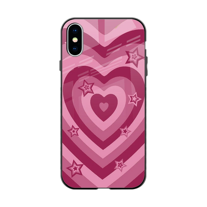 Y2K Pink Hearts X Stars back phone cover | glass case for iphone x