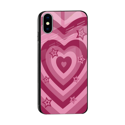 Y2K Pink Hearts X Stars sleek iphone x cover with tempered glass back and TPU edges
