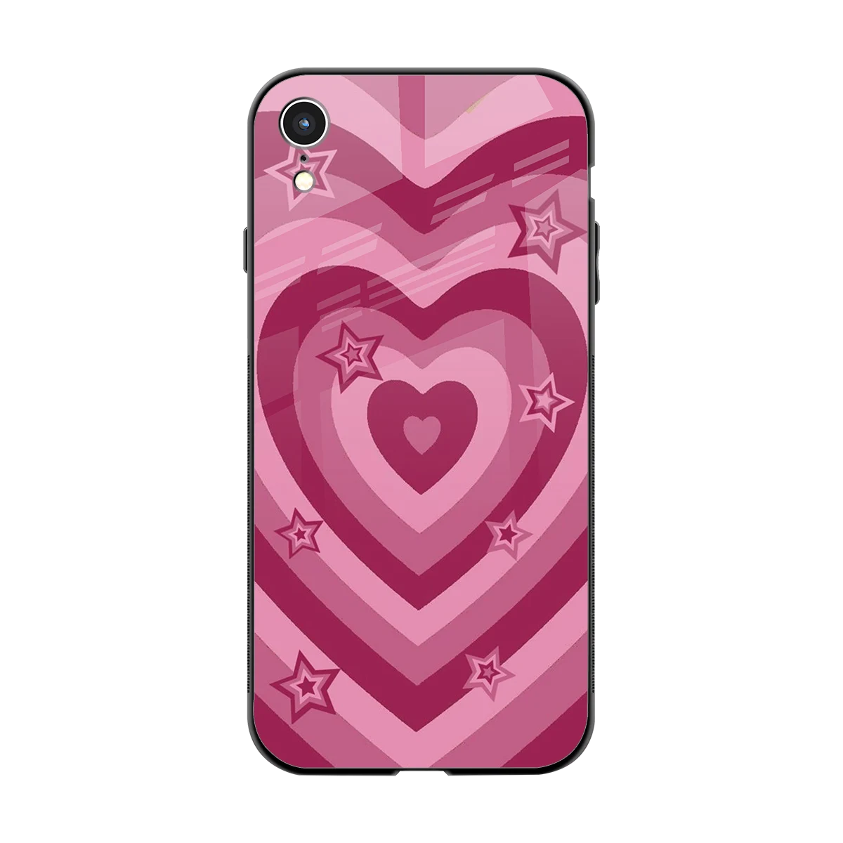 Y2K Pink Hearts X Stars back phone cover | glass case for iphone xr