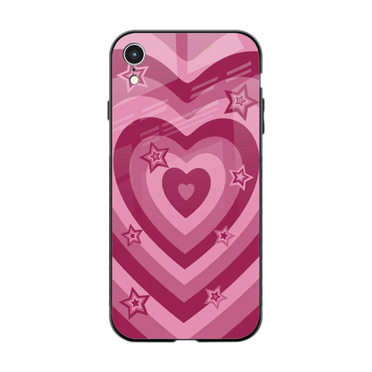 Y2K Pink Hearts X Stars back phone cover | glass case for iphone xr