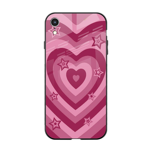 Y2K Pink Hearts X Stars back phone cover | glass case for iphone xr