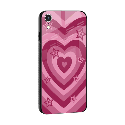 Y2K Pink Hearts X Stars sleek iphone xr cover with tempered glass back and TPU edges