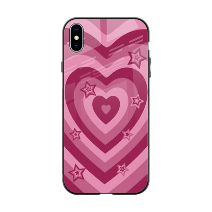 Y2K Pink Hearts X Stars back phone cover | glass case for iphone xs max