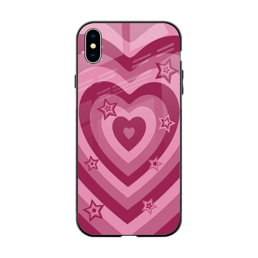 Y2K Pink Hearts X Stars back phone cover | glass case for iphone xs max