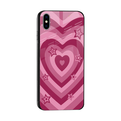 Y2K Pink Hearts X Stars sleek iphone xs max cover with tempered glass back and TPU edges