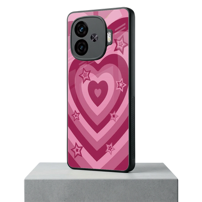 Y2K Pink Hearts X Stars iqoo neo 10r 5g mobile cover | shockproof glass phone case