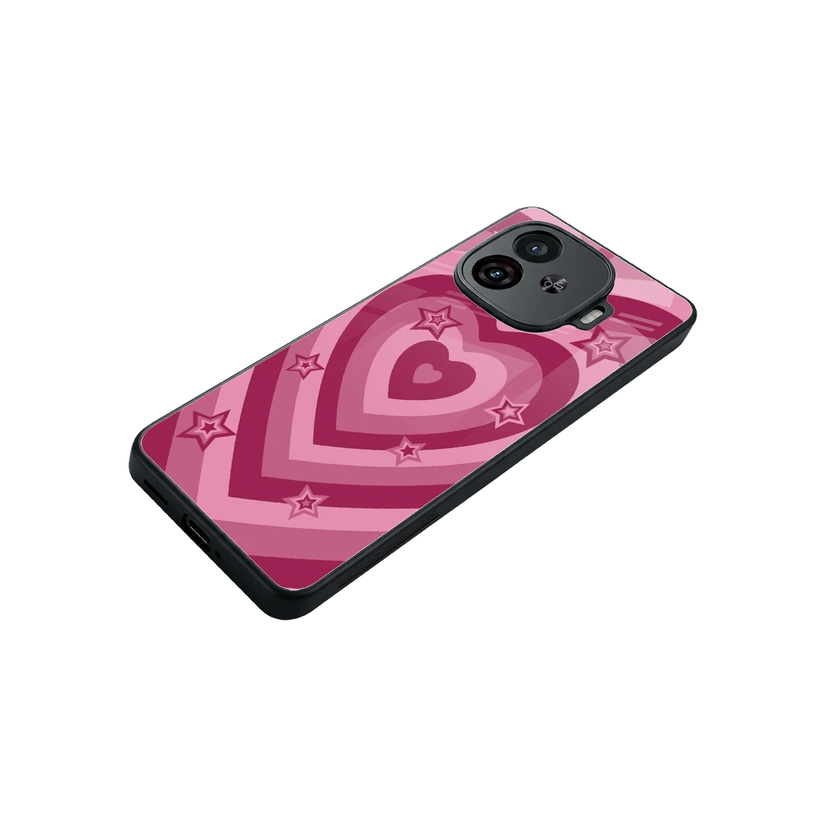 Y2K Pink Hearts X Stars stylish phone case for iqoo neo 10r 5g | glossy glass and slim fit