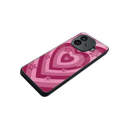 Y2K Pink Hearts X Stars stylish phone case for iqoo neo 10r 5g | glossy glass and slim fit