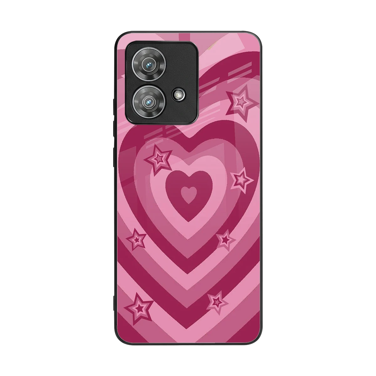 Y2K Pink Hearts X Stars back phone cover | glass case for motorola edge 40 neo 5g
