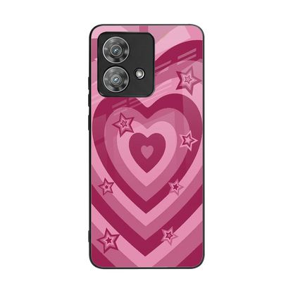 Y2K Pink Hearts X Stars back phone cover | glass case for motorola edge 40 neo 5g