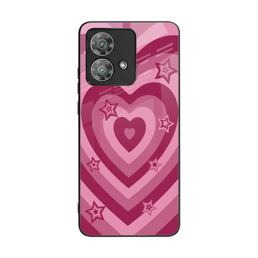 Y2K Pink Hearts X Stars back phone cover | glass case for motorola edge 40 neo 5g