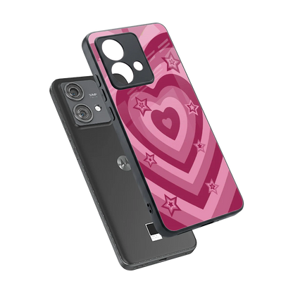 Y2K Pink Hearts X Stars sleek motorola edge 40 neo 5g cover with tempered glass back and TPU edges