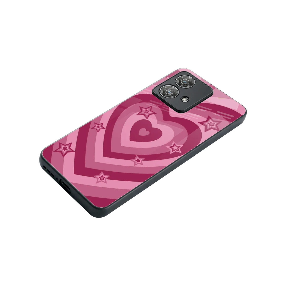 Y2K Pink Hearts X Stars stylish phone case for motorola edge 40 neo 5g | glossy glass and slim fit