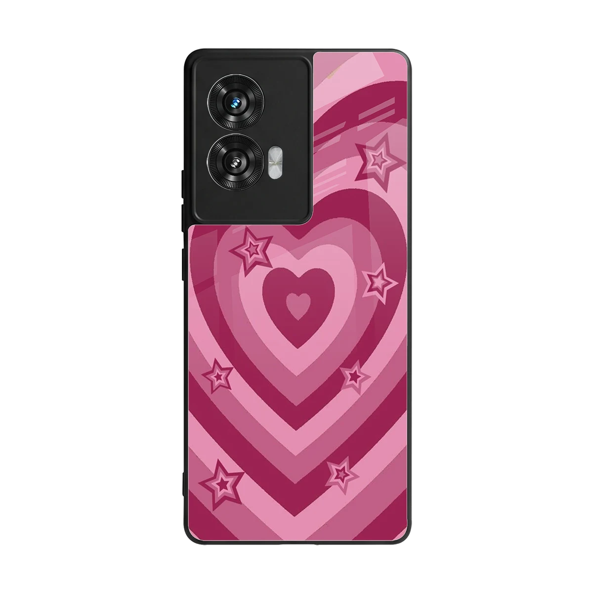 Y2K Pink Hearts X Stars back phone cover | glass case for motorola edge 50 fusion