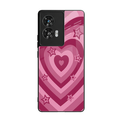 Y2K Pink Hearts X Stars back phone cover | glass case for motorola edge 50 fusion