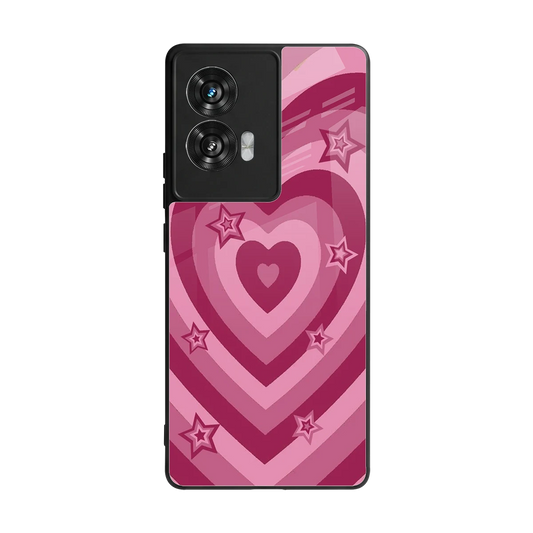Y2K Pink Hearts X Stars back phone cover | glass case for motorola edge 50 fusion