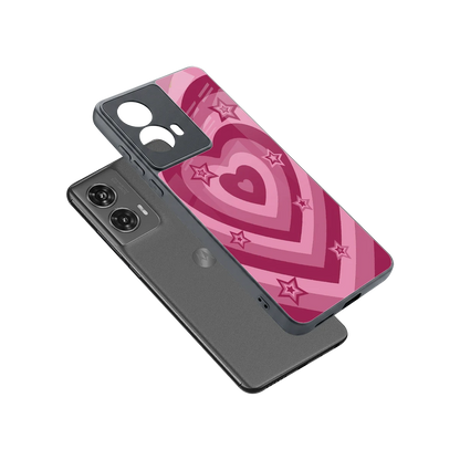 Y2K Pink Hearts X Stars sleek motorola edge 50 fusion cover with tempered glass back and TPU edges