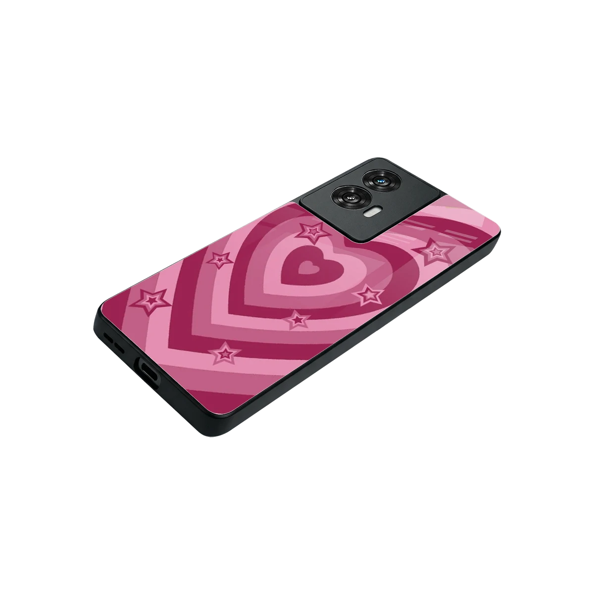 Y2K Pink Hearts X Stars stylish phone case for motorola edge 50 fusion | glossy glass and slim fit