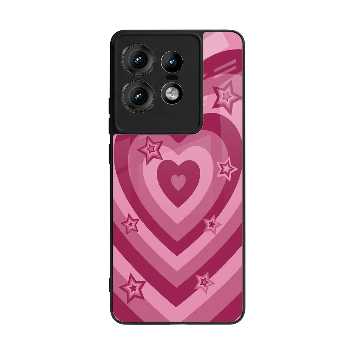 Y2K Pink Hearts X Stars back phone cover | glass case for motorola edge 50 pro