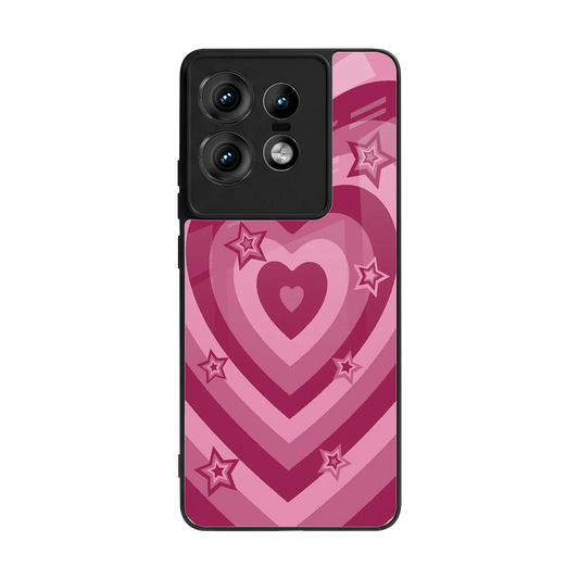 Y2K Pink Hearts X Stars back phone cover | glass case for motorola edge 50 pro