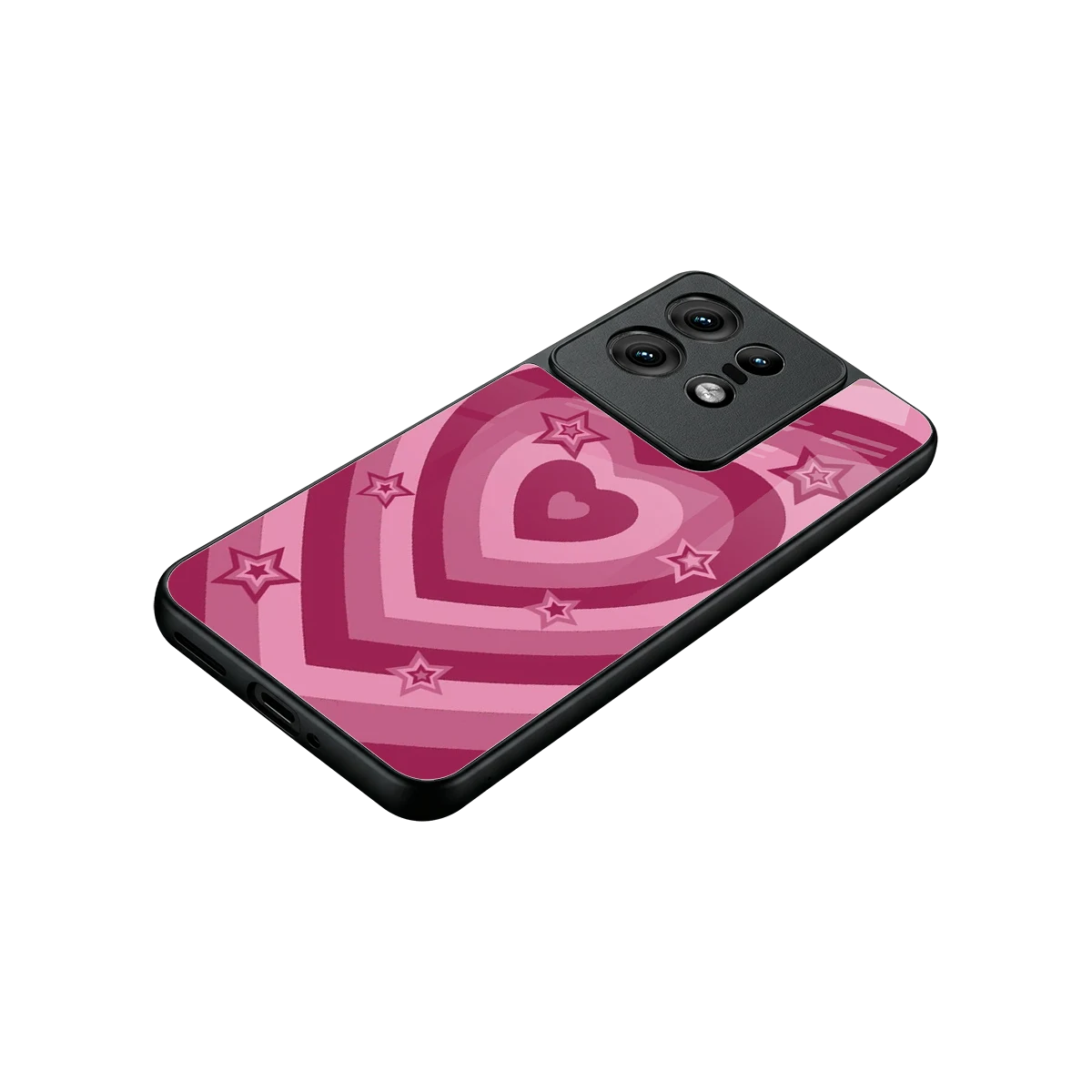 Y2K Pink Hearts X Stars stylish phone case for motorola edge 50 pro | glossy glass and slim fit