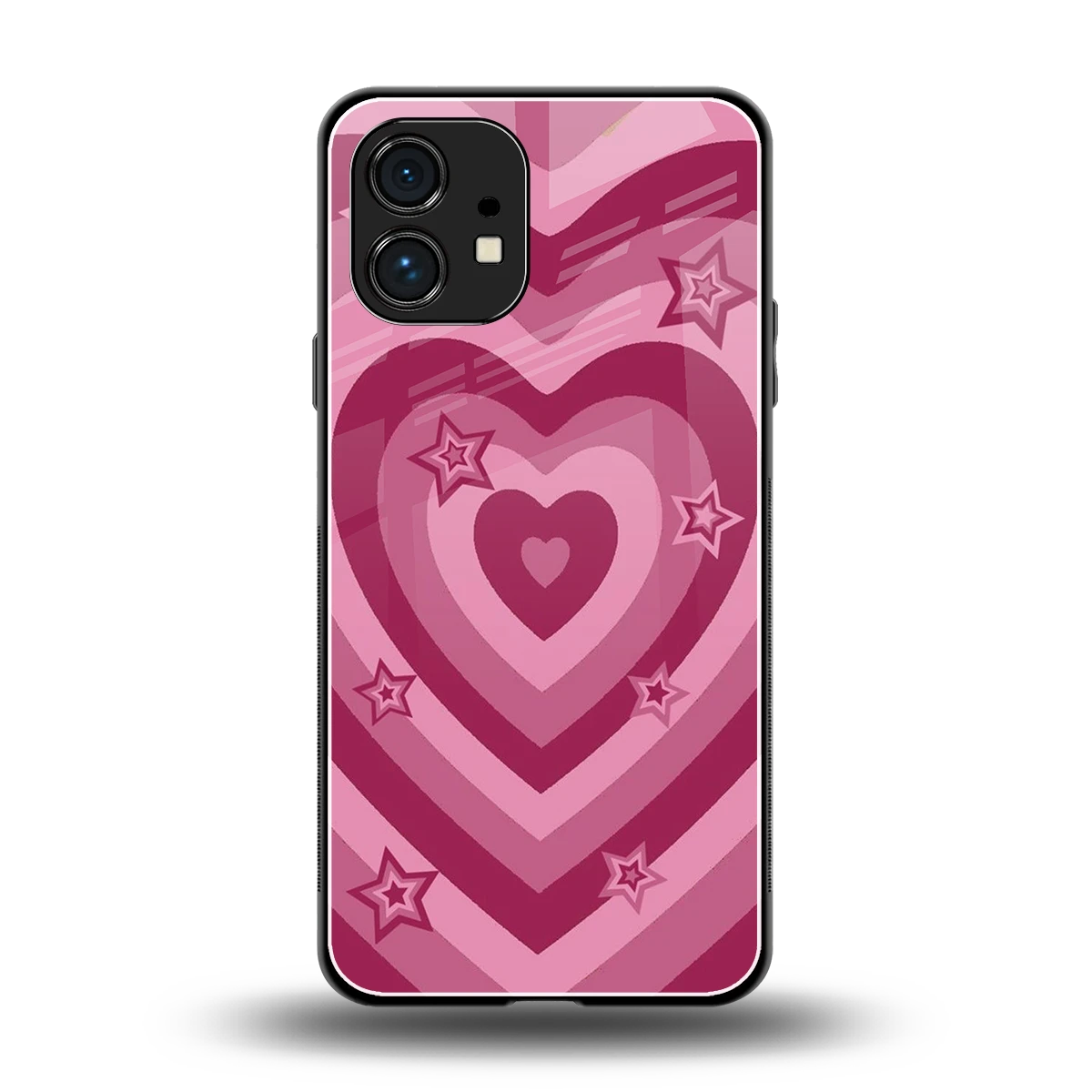 Y2K Pink Hearts X Stars back phone cover | glass case for nothing phone 1